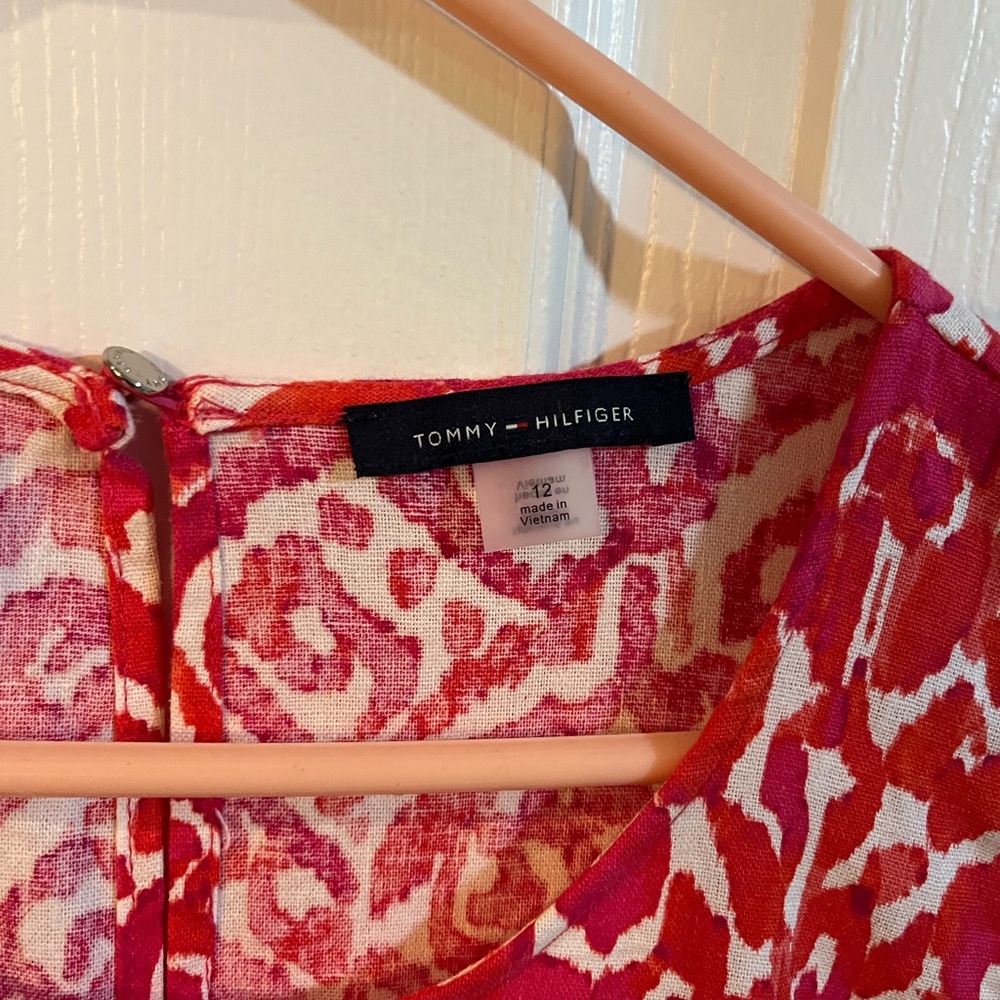 Tommy Hilfiger Women's Red and Pink Patterned Dress - Picture 2 of 9